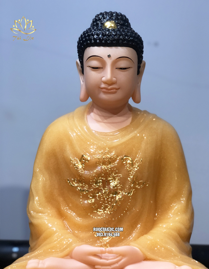 Tượng Phật Thích Ca Thạch Anh Đế 8 Cạnh dát vàng nhiều kích thước