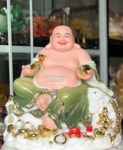 Tượng Phật Di Lặc ngồi đứng đẹp màu xanh ngọc tại HCM