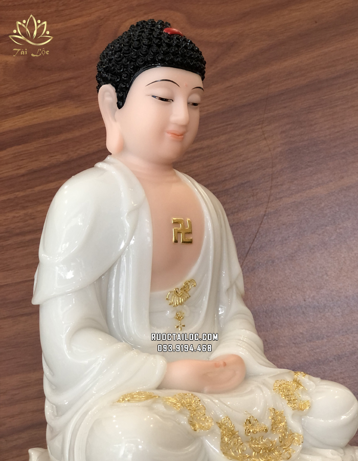 Tượng Đức Phật Dược Sư y áo trắng bằng bột đá đẹp