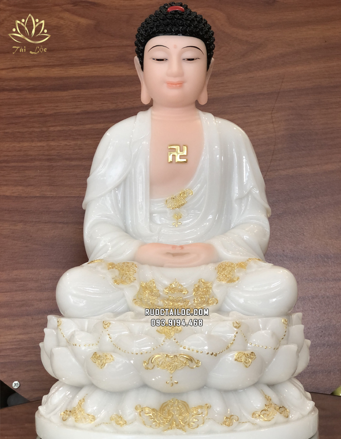 Tượng Phật Dược Sư trắng đế sen