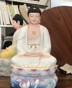 Tượng Phật A Di Đà ngồi kiết già đế hồ sen đẹp
