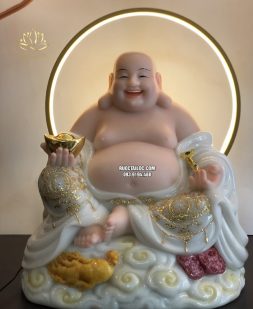 Tượng Phật Di Lặc ngồi đế mây viền vàng nhân sâm