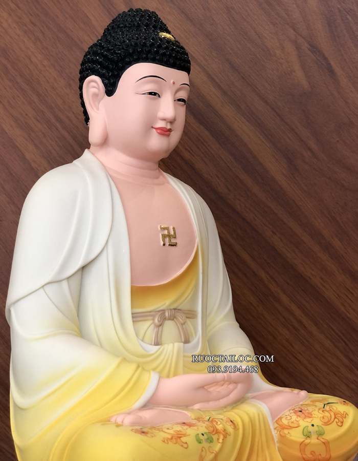 Tượng Phật Dược Sư vẽ gấm áo vàng bằng Poly cao cấp giá tốt