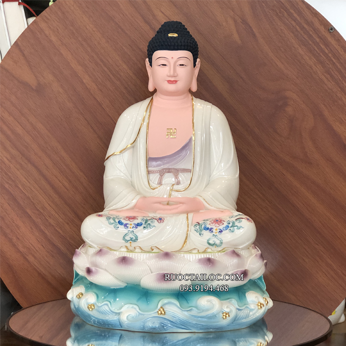 Tượng Phật Dược Sư áo tím ngồi non nước bằng Poly DS-023