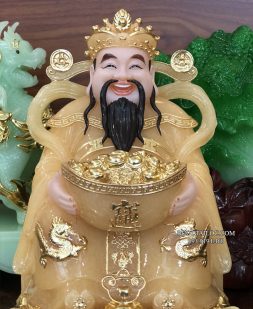 Tượng Thần Tiền thạch anh ôm thỏi vàng TT-023