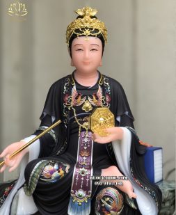 Tượng Phật Mẫu Diêu Trì áo đen vẽ gấm ngồi tảng đá đẹp nhất HCM
