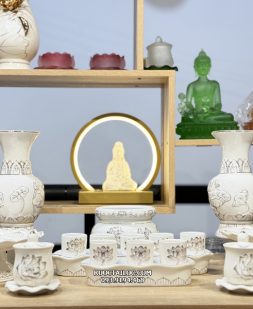 trọn bộ đồ thờ cúng bằng sứ bạch ngọc cao cấp