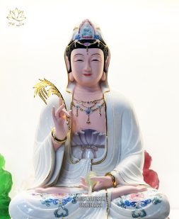 Tượng Phật Bà Quan Âm Bồ Tát Poly Trắng phủ bóng đẹp nhất hcm