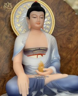 Tượng Phật Dược Sư xanh gấm đẹp đế 8 cạnh