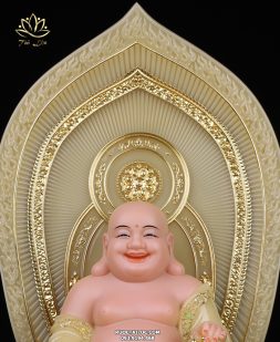 Tượng Phật Di Lặc Bồ Tát Thạch Anh Có lá Đề ngồi dế vuông cao cấp