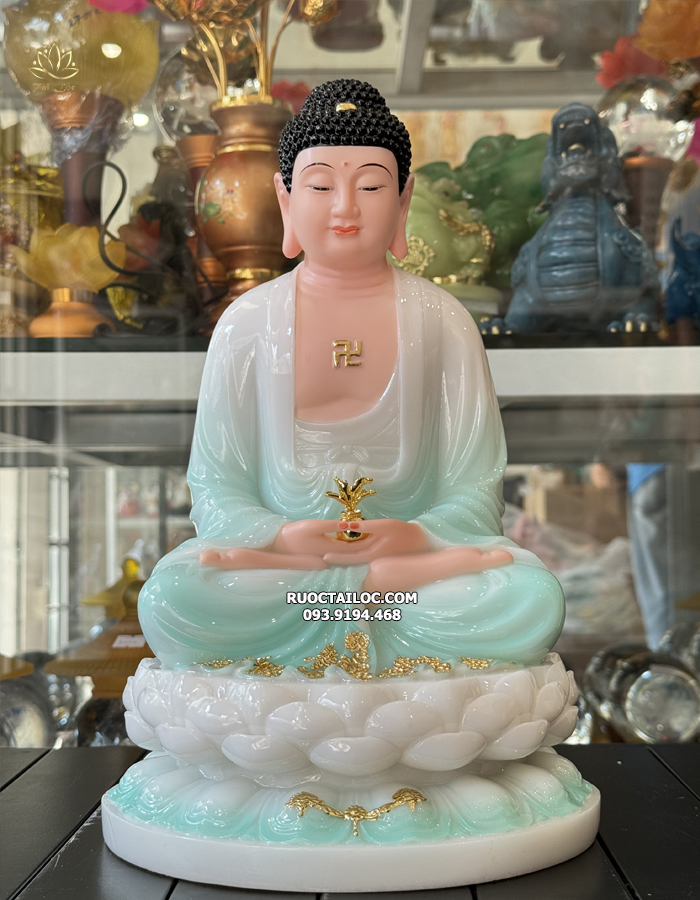 tượng Phật Dược Sư Xanh Ngọc 30-4-50cm