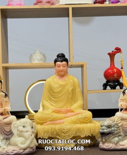 tôn tượng hoa nghiêm tam thánh gấm - Bổn Sư Thạch Anh