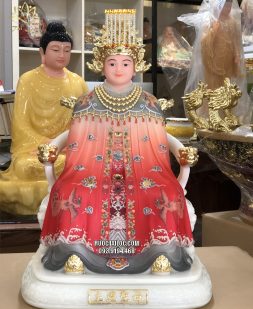 Tượng Bà Chúa Xứ Thánh Mẫu bột đá áo gấm đỏ