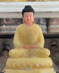 tôn tượng Bổn Sư Thích Ca Mâu Ni bột đá thạch anh đế 8 cạnh
