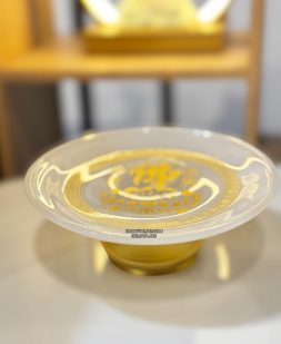 dĩa trái cây thờ cúng bằng bột đá khắc tâm kinh chữ Phật