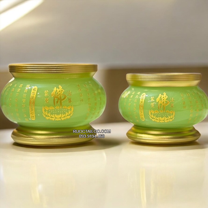 Lư hương thờ cúng bằng bột đá thạch ngọc khắc tâm kinh chữ Phật DTC-010