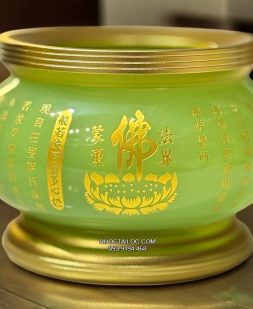 Lư hương thờ cúng bằng bột đá thạch ngọc khắc tâm kinh chữ Phật DTC-010