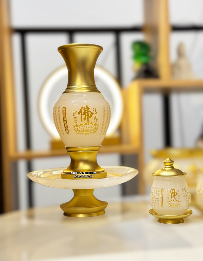 Trọn Bộ Đồ Thờ Cúng bằng bột đá bạch ngọc đẹp