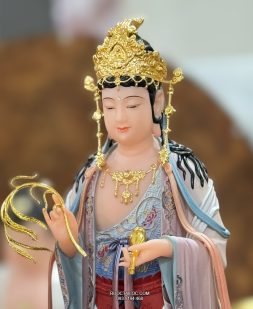 Tượng Tây Phương Tam Thánh bằng bột đá vẽ gấm đỏ cao cấp