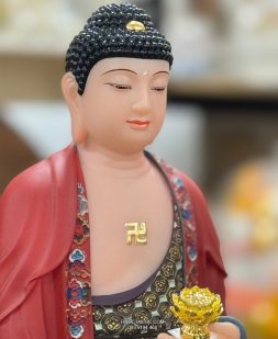 Tượng Tây Phương Tam Thánh bằng bột đá vẽ gấm đỏ cao cấp