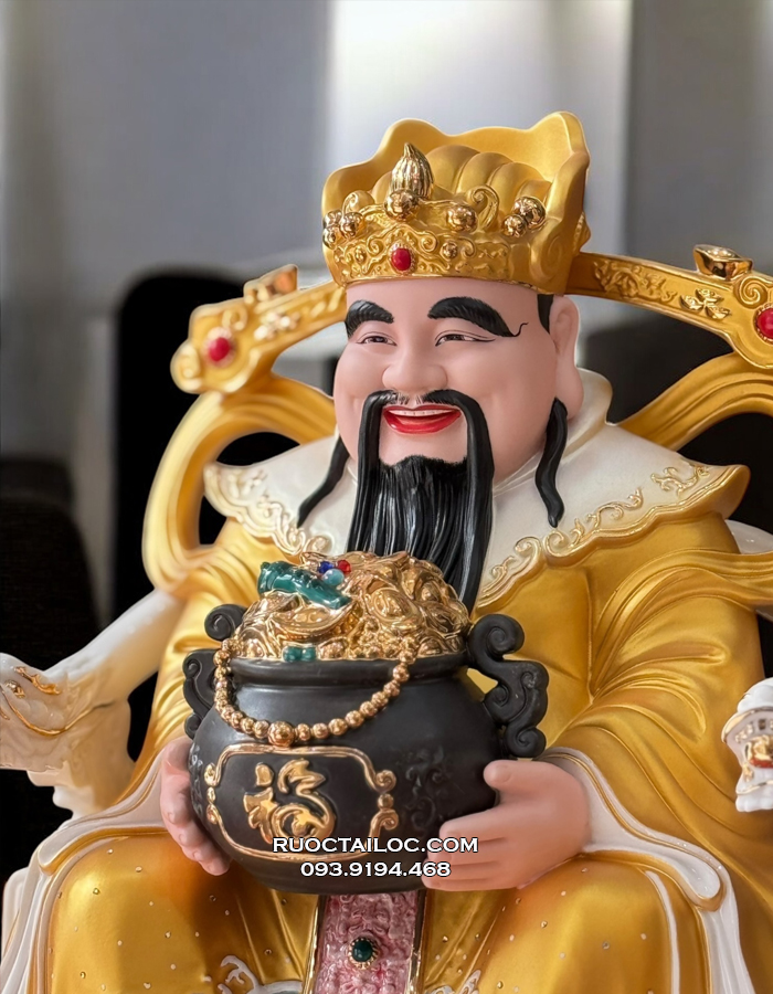 Tượng Thần Tiền Bằng Sứ Gấm Vàng Cao Cấp 1