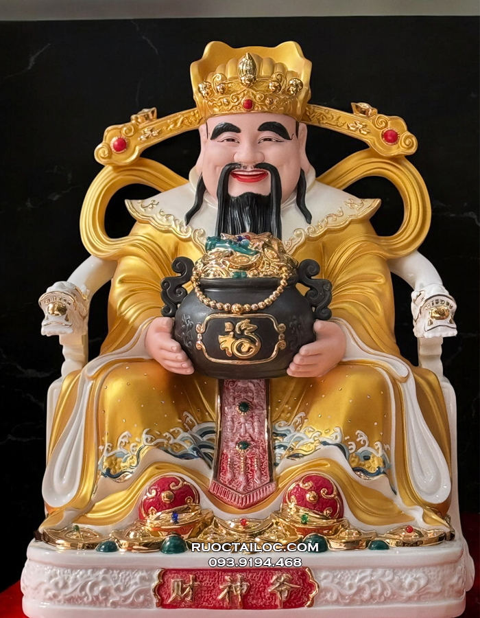 Tượng Thần Tiền Bằng Sứ Gấm Vàng Cao Cấp 1