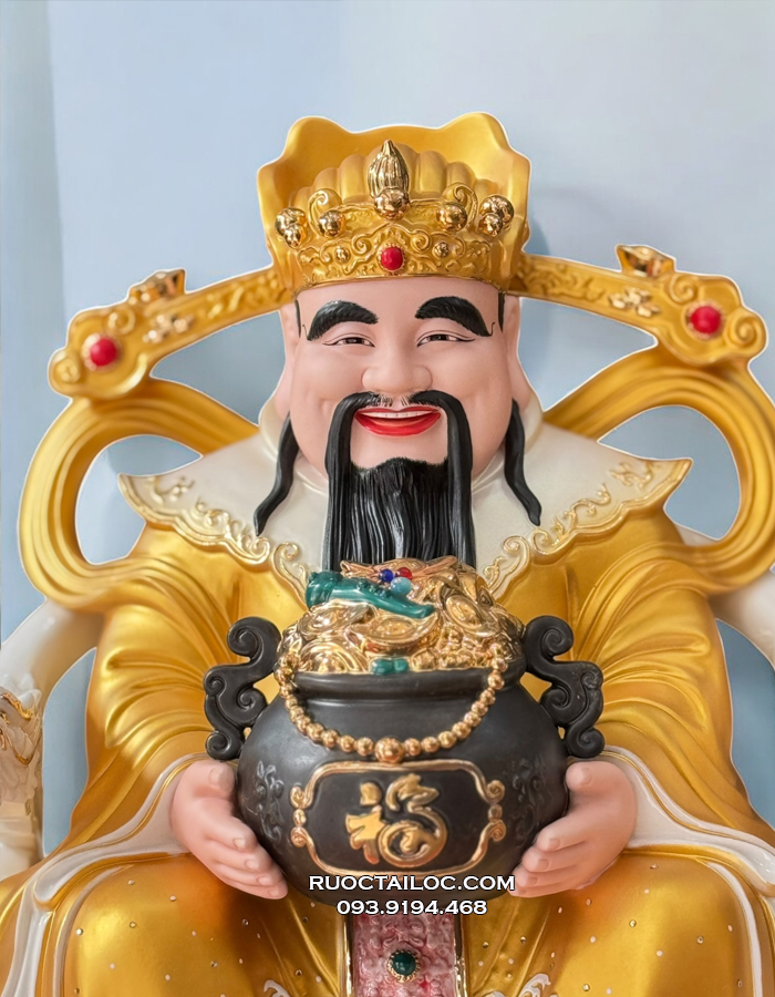 Tượng Thần Tiền Bằng Sứ Gấm Vàng Cao Cấp 1