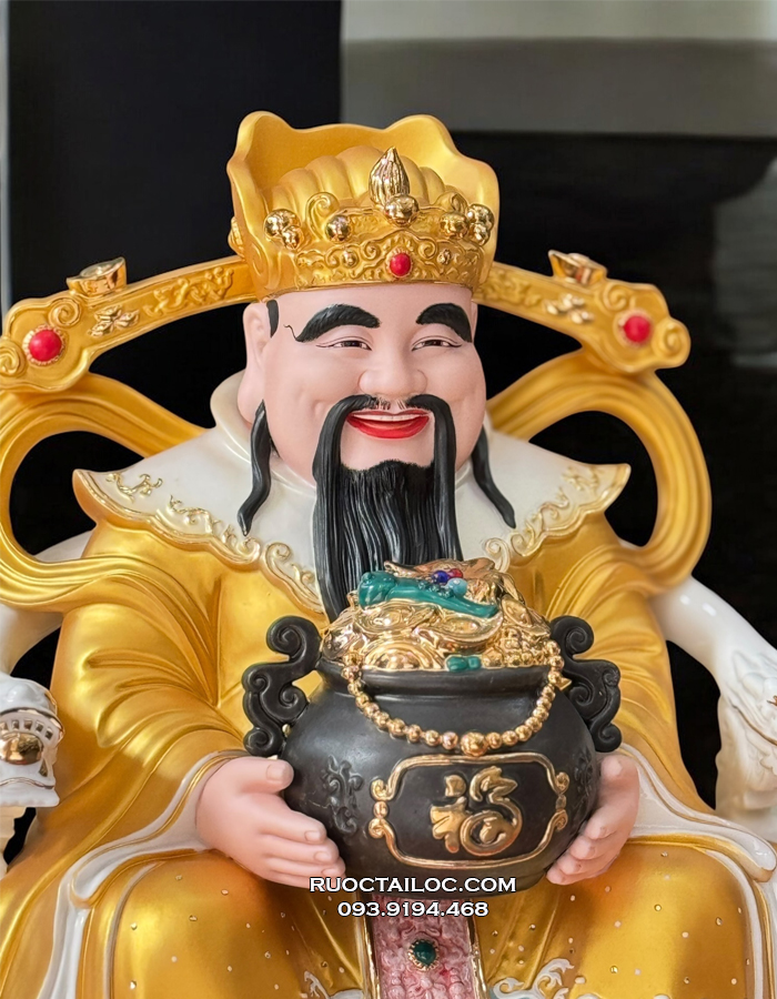 Tượng Thần Tiền Bằng Sứ Gấm Vàng Cao Cấp 1