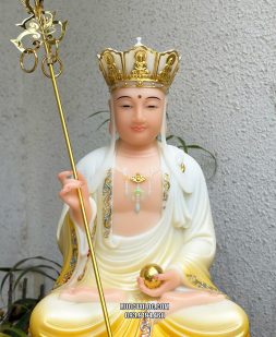 Tượng Địa Tạng Vương Bồ Tát vàng áo rũ đế mây