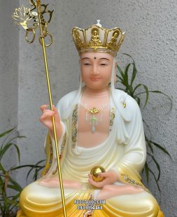Tượng Địa Tạng Vương Bồ Tát vàng áo rũ đế mây