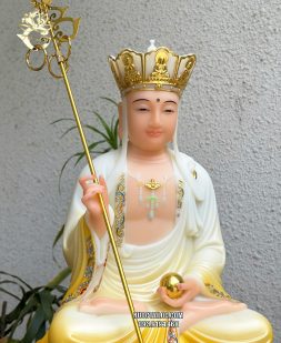 Tượng Địa Tạng Vương Bồ Tát vàng áo rũ đế mây