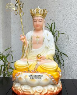 Tượng Địa Tạng Vương Bồ Tát vàng áo rũ đế mây