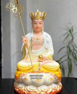 Tượng Địa Tạng Vương Bồ Tát vàng áo rũ đế mây