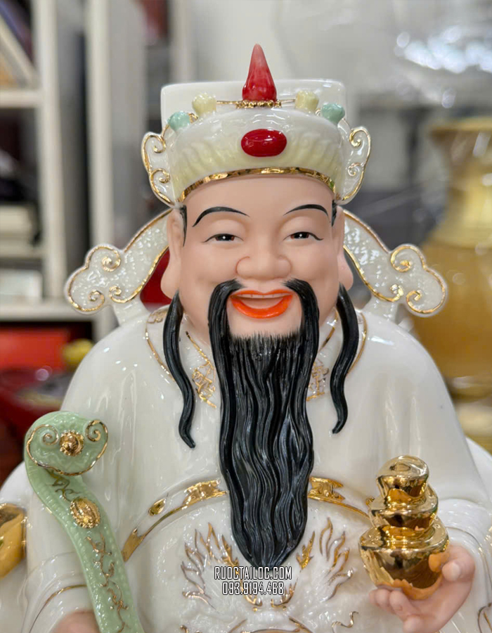 Tượng Thần Tiền Bằng Sứ Trắng Cao Cấp