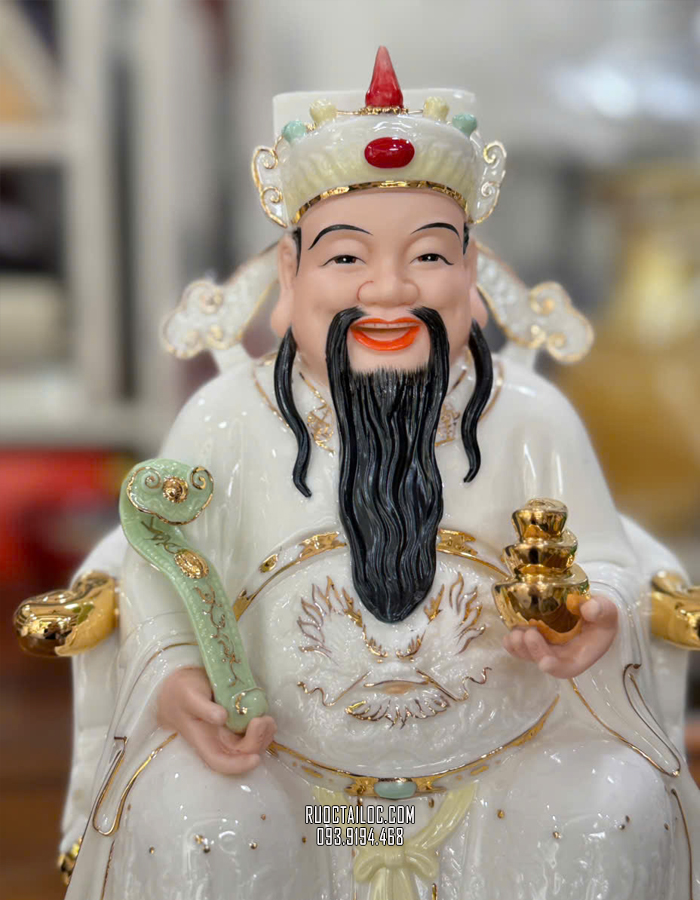 Tượng Thần Tiền Bằng Sứ Trắng Cao Cấp