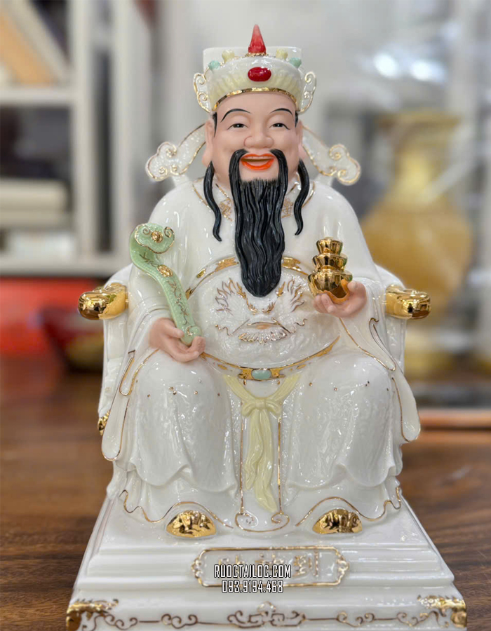 Tượng Thần Tiền Bằng Sứ Trắng Cao Cấp