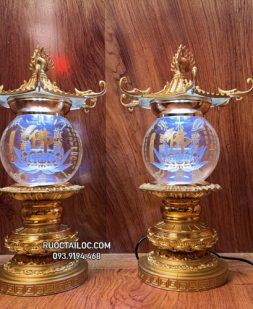 Đèn thờ pha lê mái chùa bằng