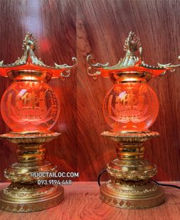Đèn thờ pha lê mái chùa bằng