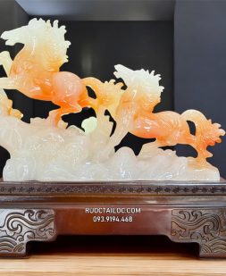 ngựa phong thủy song mã phi thiên đẹp màu cẩm thạch