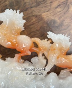 ngựa phong thủy song mã phi thiên đẹp màu cẩm thạch