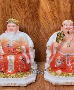 tượng ông địa thần tài bằng bột đá đỏ nhiều size