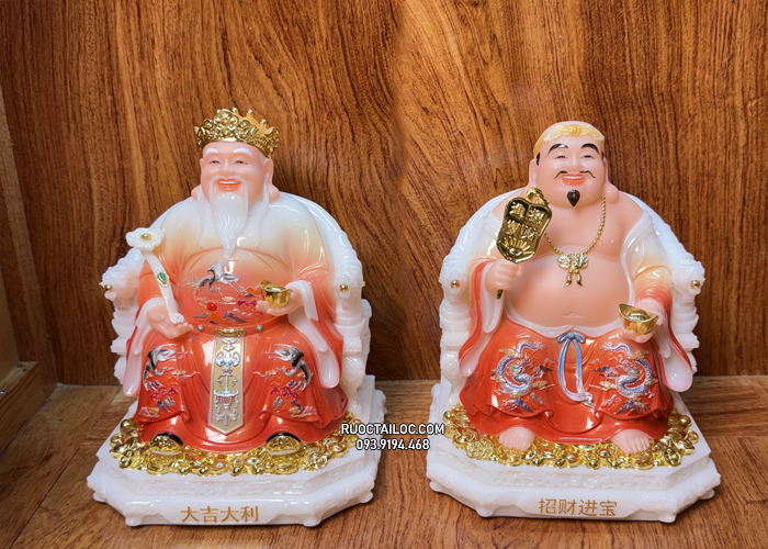 tượng ông địa thần tài bằng bột đá đỏ nhiều size