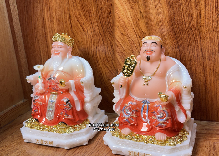tượng ông địa thần tài bằng bột đá đỏ nhiều size