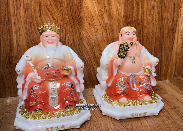 tượng ông địa thần tài bằng bột đá đỏ nhiều size