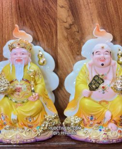 Tượng Ông Địa Thần Tài vân Phong bằng bột đá gấm vàng