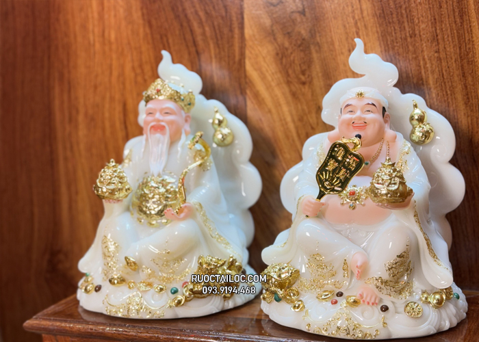 tượng ông địa thần tài bằng bột đá vân phong đẹp