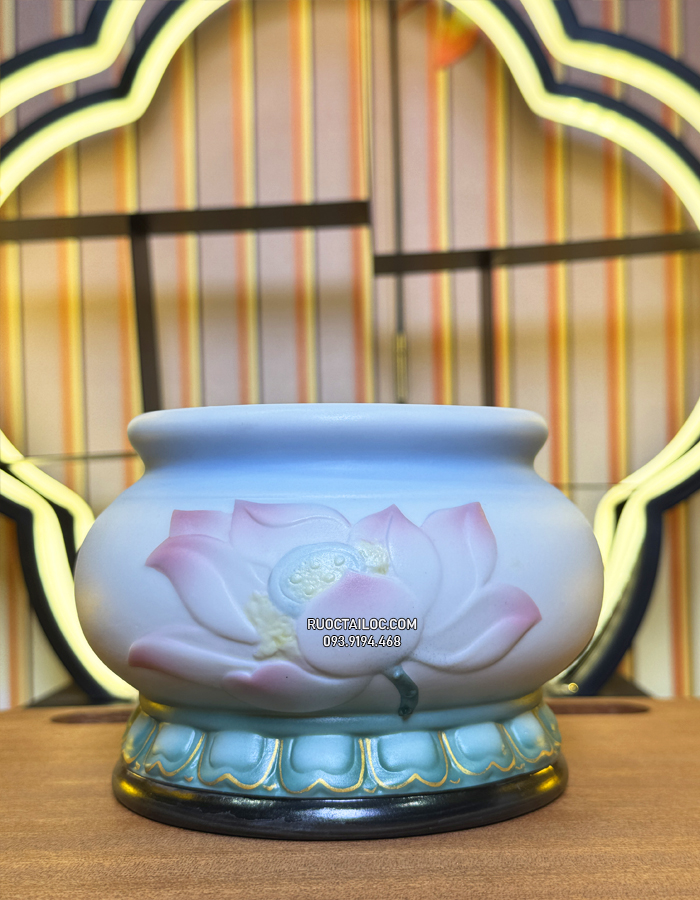 lu hương - bát nhang hoa sen hồng liên tịnh đế đẹp