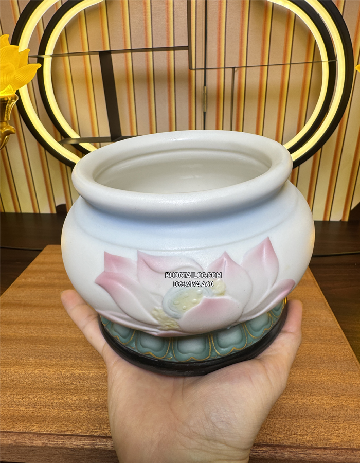 lu hương - bát nhang hoa sen hồng liên tịnh đế đẹp