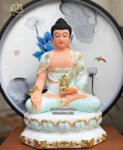 Tượng Phật Dược Sư áo xanh ngọc đế 8 cạnh