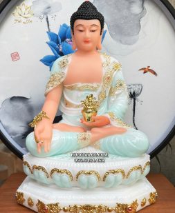 Tượng Phật Dược Sư áo xanh ngọc đế 8 cạnh
